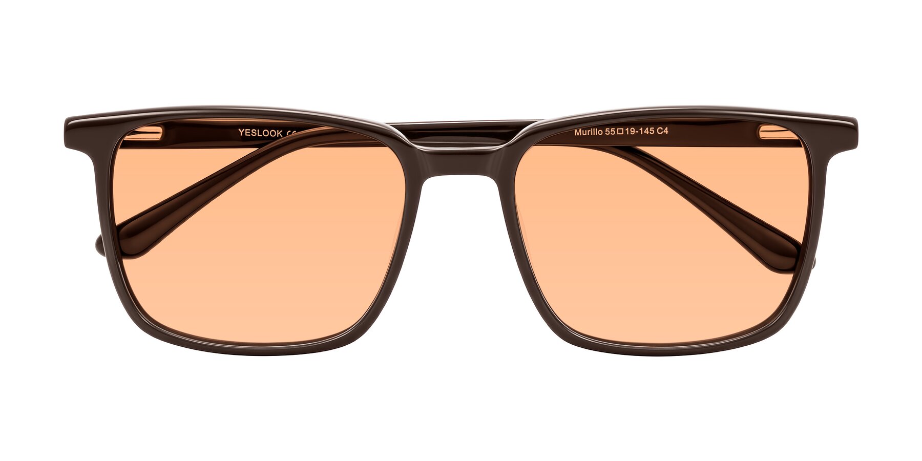 Folded Front of Murillo in Chocolate with Light Orange Tinted Lenses