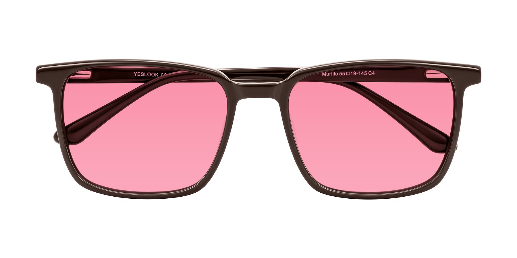 Folded Front of Murillo in Chocolate with Pink Tinted Lenses