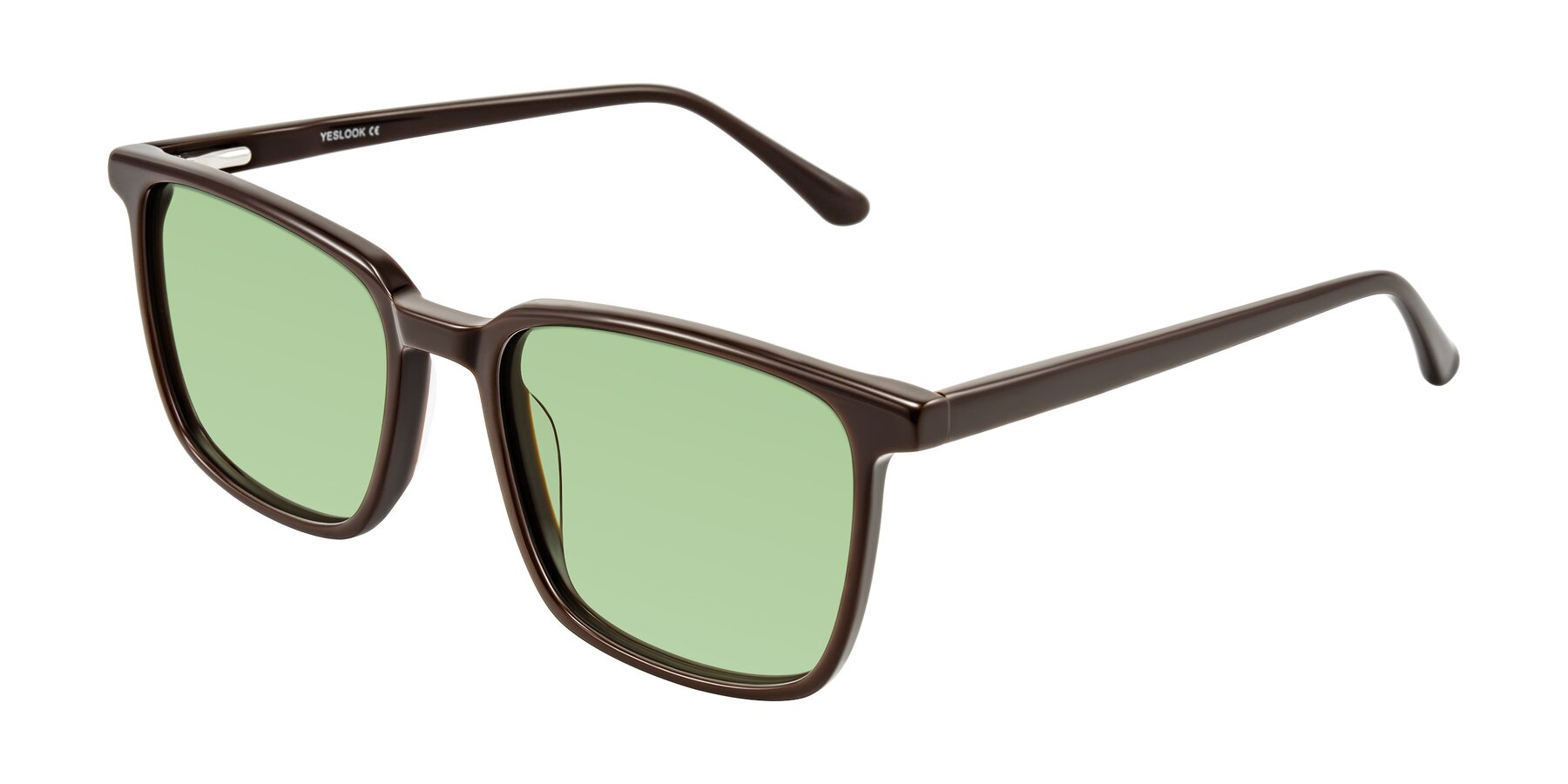 Angle of Murillo in Chocolate with Medium Green Tinted Lenses