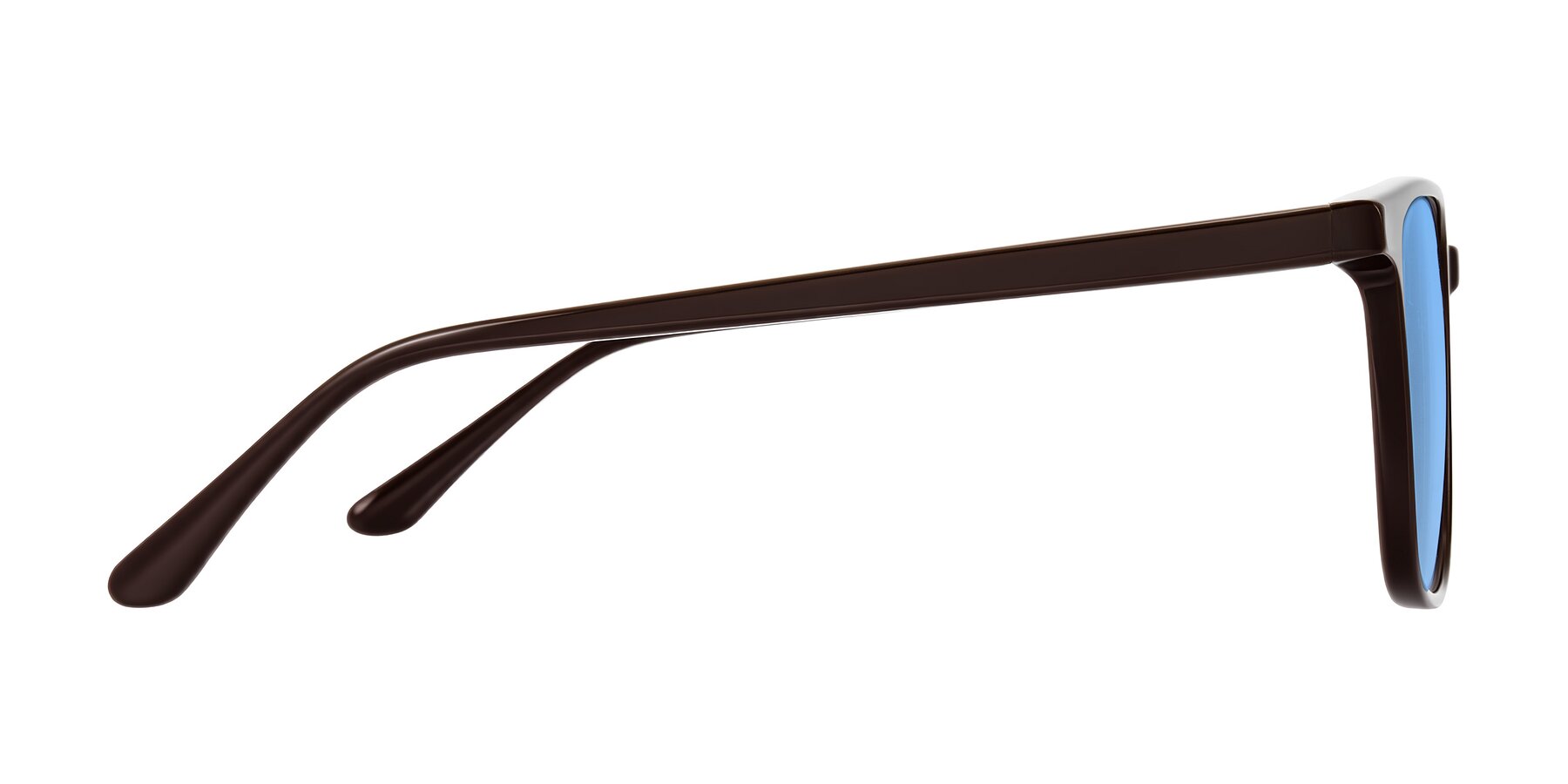 Side of Murillo in Chocolate with Medium Blue Tinted Lenses
