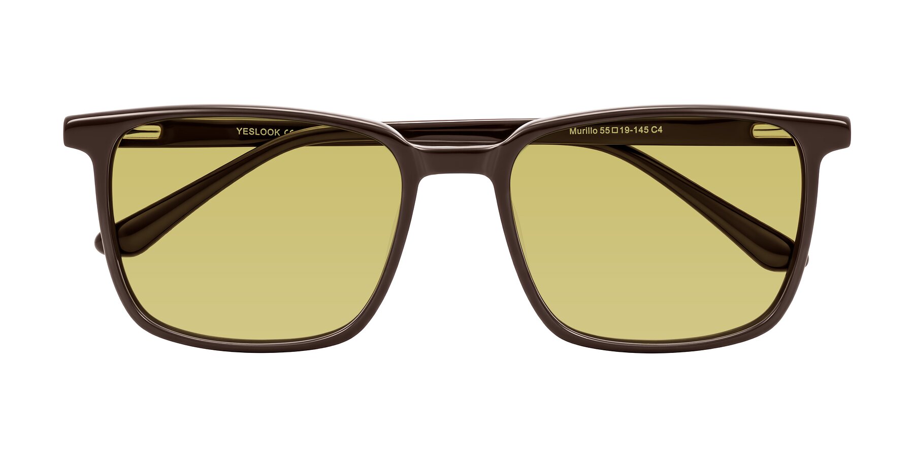 Folded Front of Murillo in Chocolate with Medium Champagne Tinted Lenses
