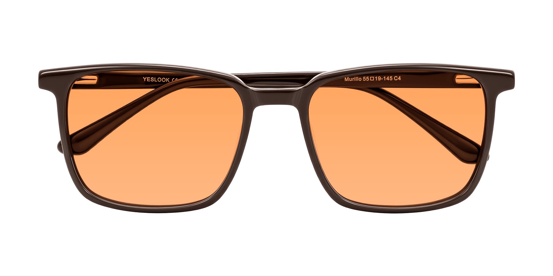 Folded Front of Murillo in Chocolate with Medium Orange Tinted Lenses