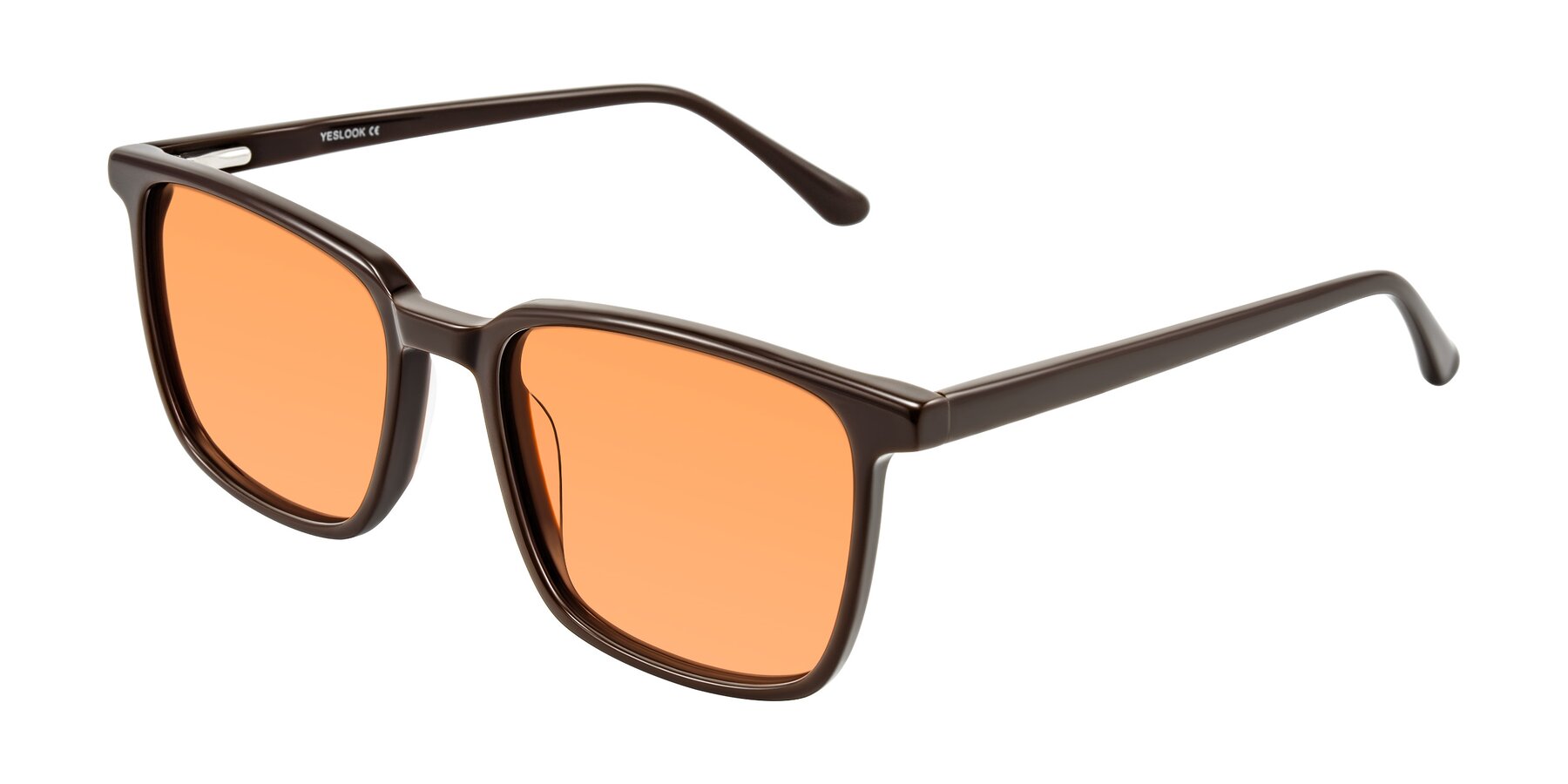Angle of Murillo in Chocolate with Medium Orange Tinted Lenses