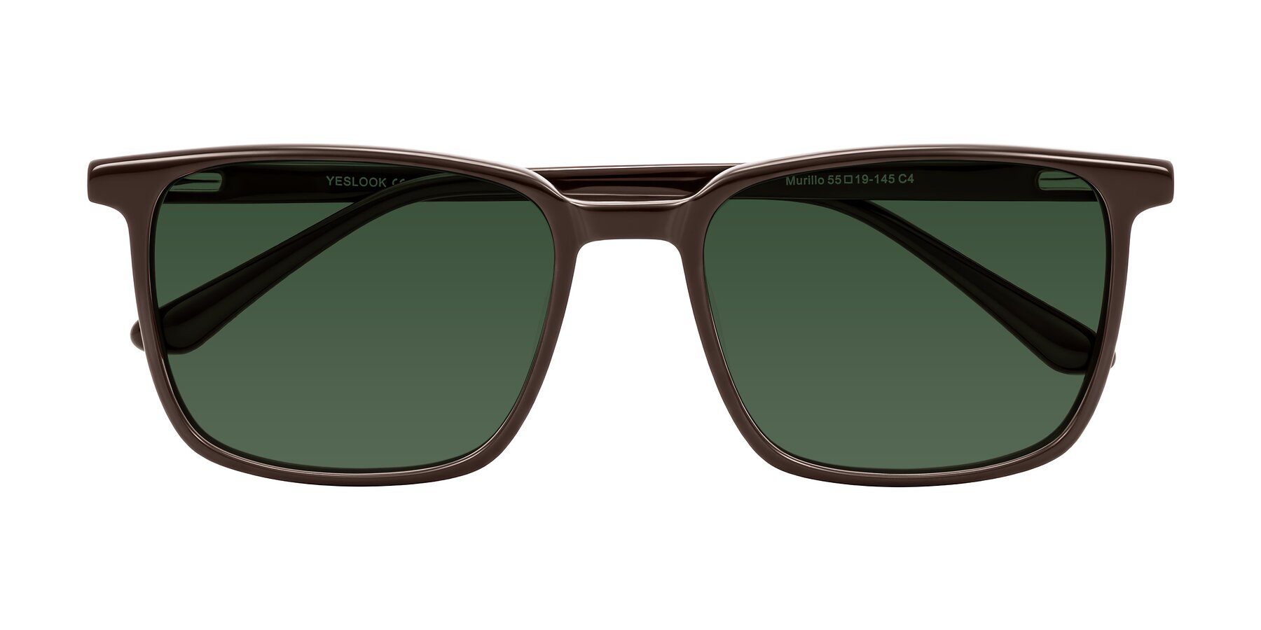 Folded Front of Murillo in Chocolate with Green Tinted Lenses