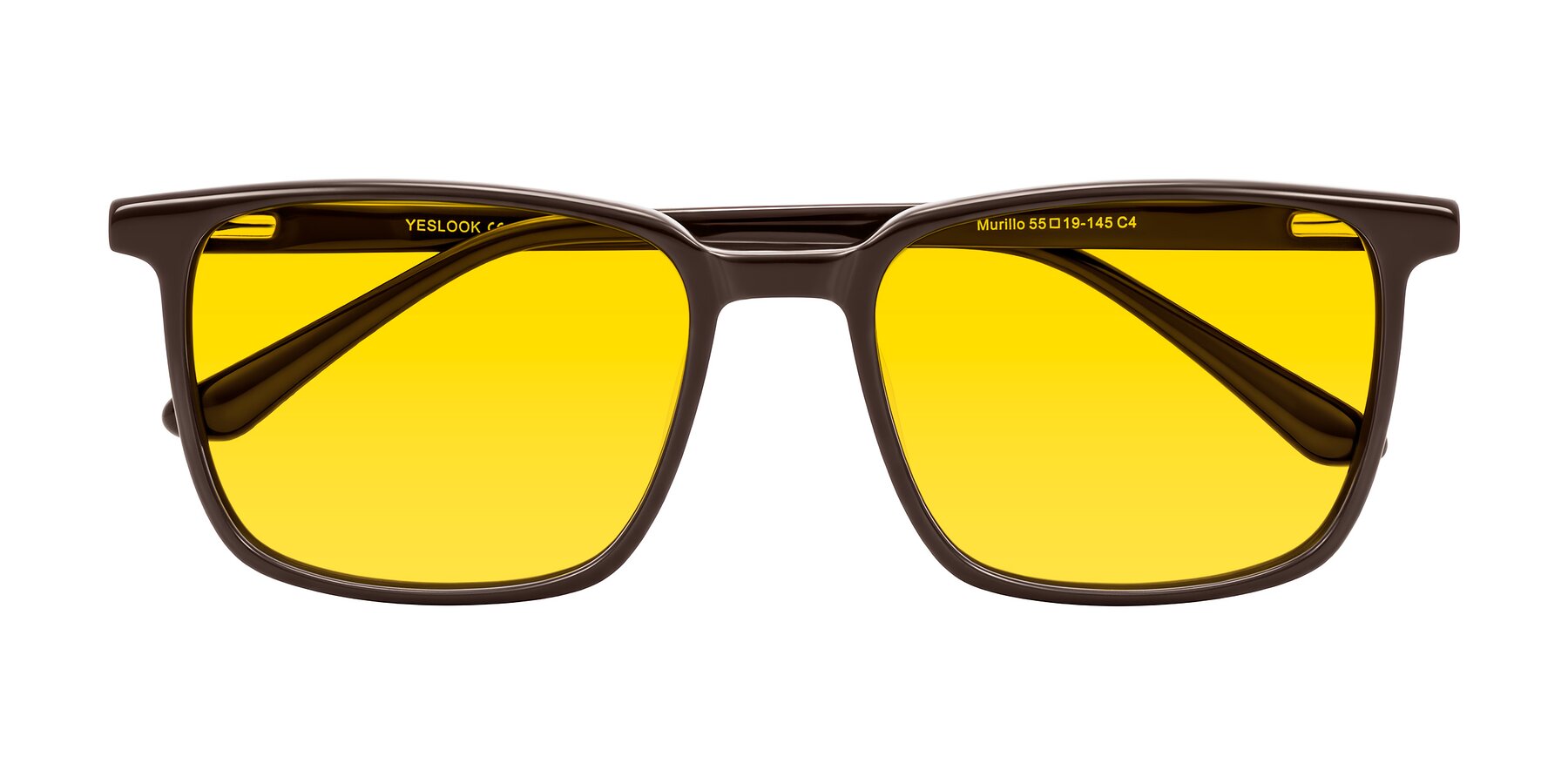 Folded Front of Murillo in Chocolate with Yellow Tinted Lenses