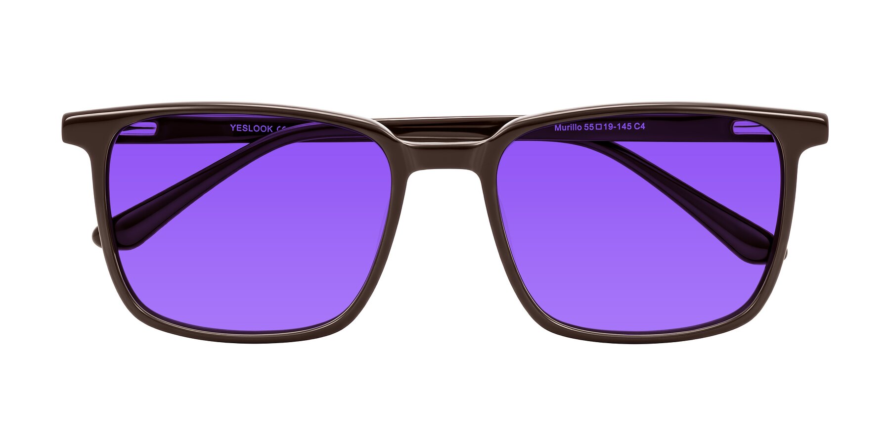 Folded Front of Murillo in Chocolate with Purple Tinted Lenses