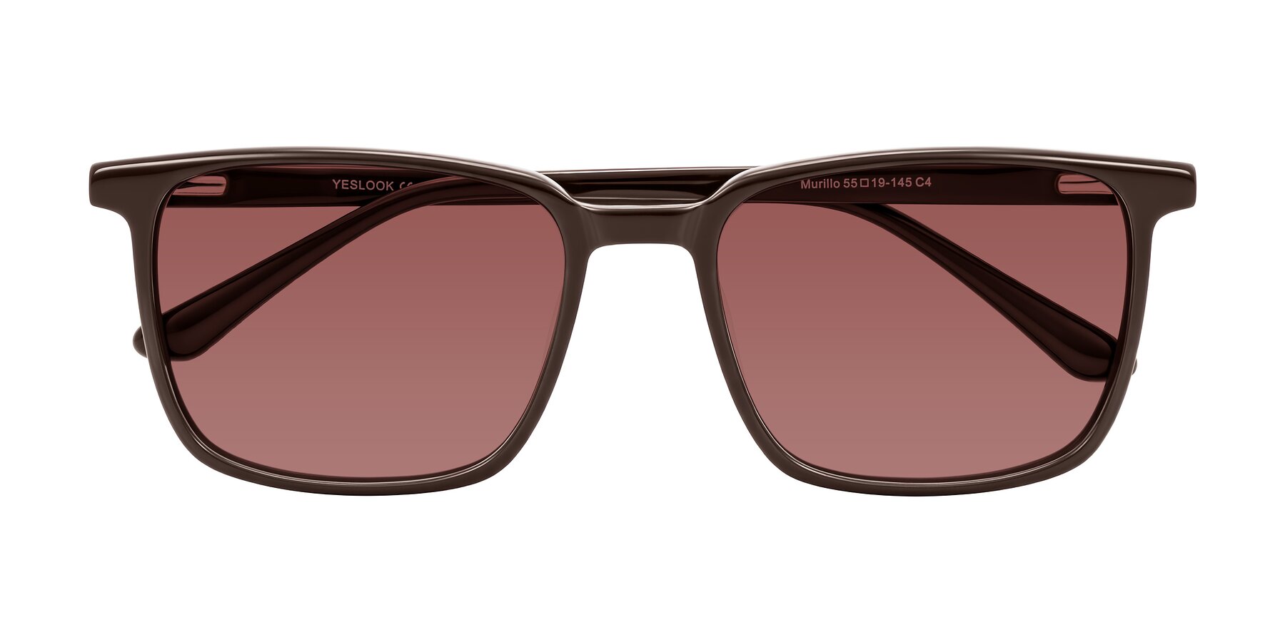 Folded Front of Murillo in Chocolate with Garnet Tinted Lenses