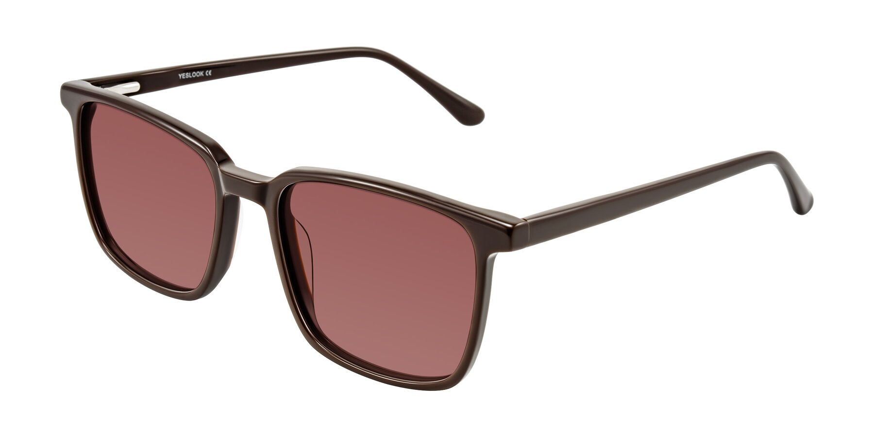 Angle of Murillo in Chocolate with Garnet Tinted Lenses