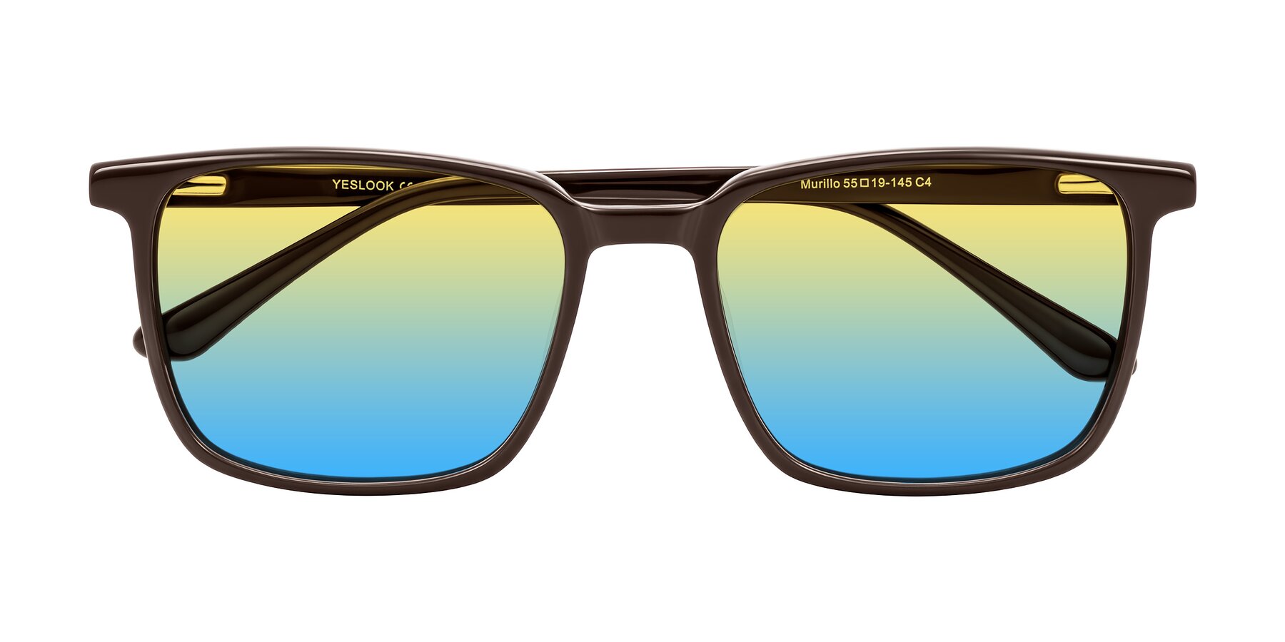 Folded Front of Murillo in Chocolate with Yellow / Blue Gradient Lenses