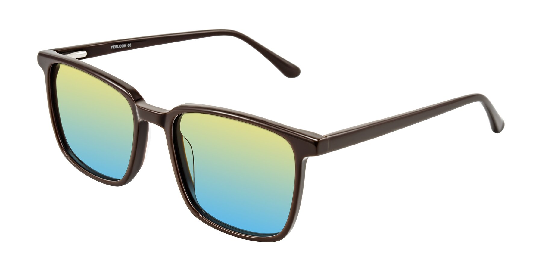 Angle of Murillo in Chocolate with Yellow / Blue Gradient Lenses