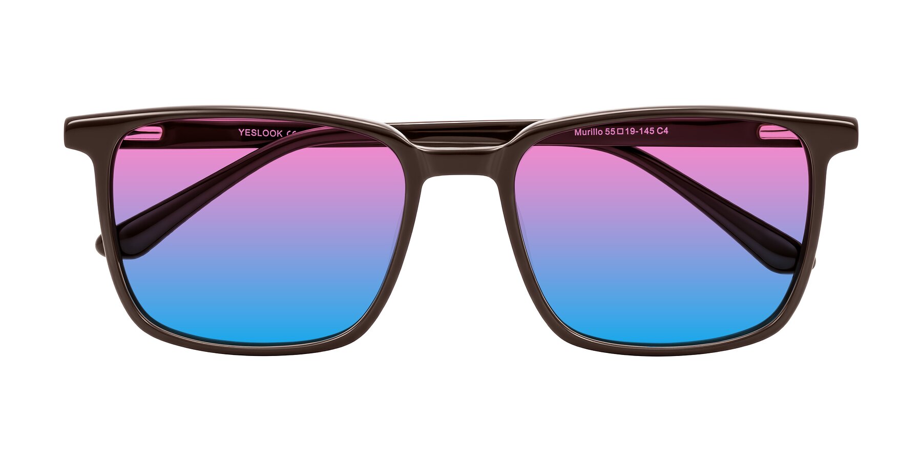Folded Front of Murillo in Chocolate with Pink / Blue Gradient Lenses