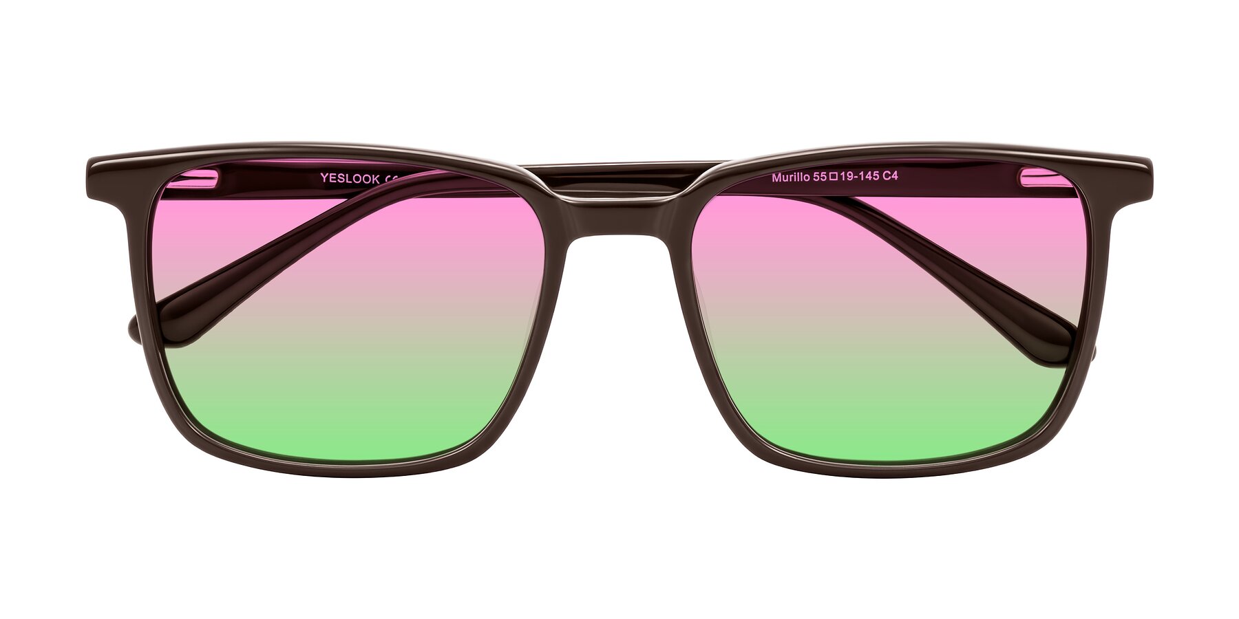 Folded Front of Murillo in Chocolate with Pink / Green Gradient Lenses