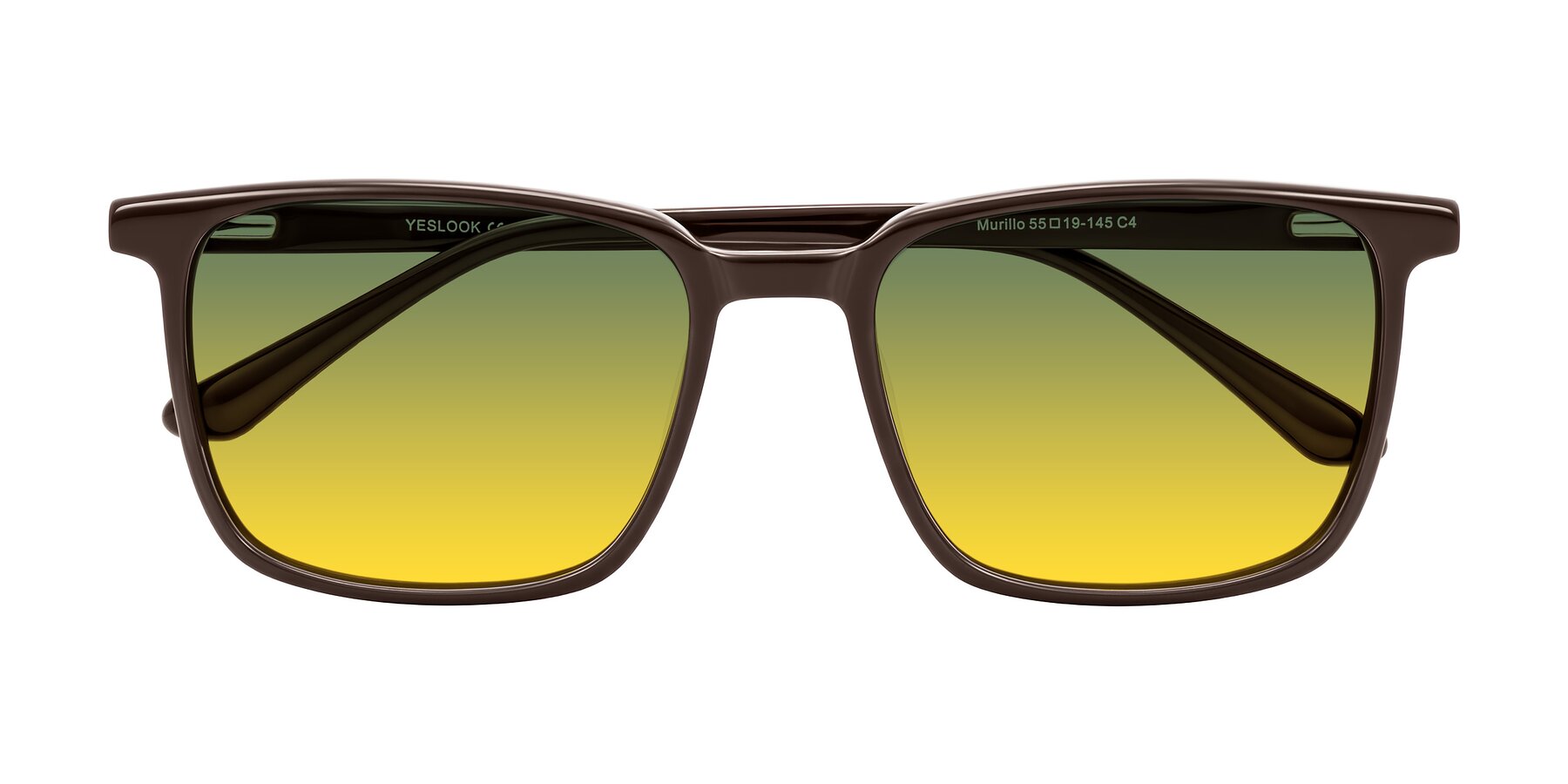 Folded Front of Murillo in Chocolate with Green / Yellow Gradient Lenses