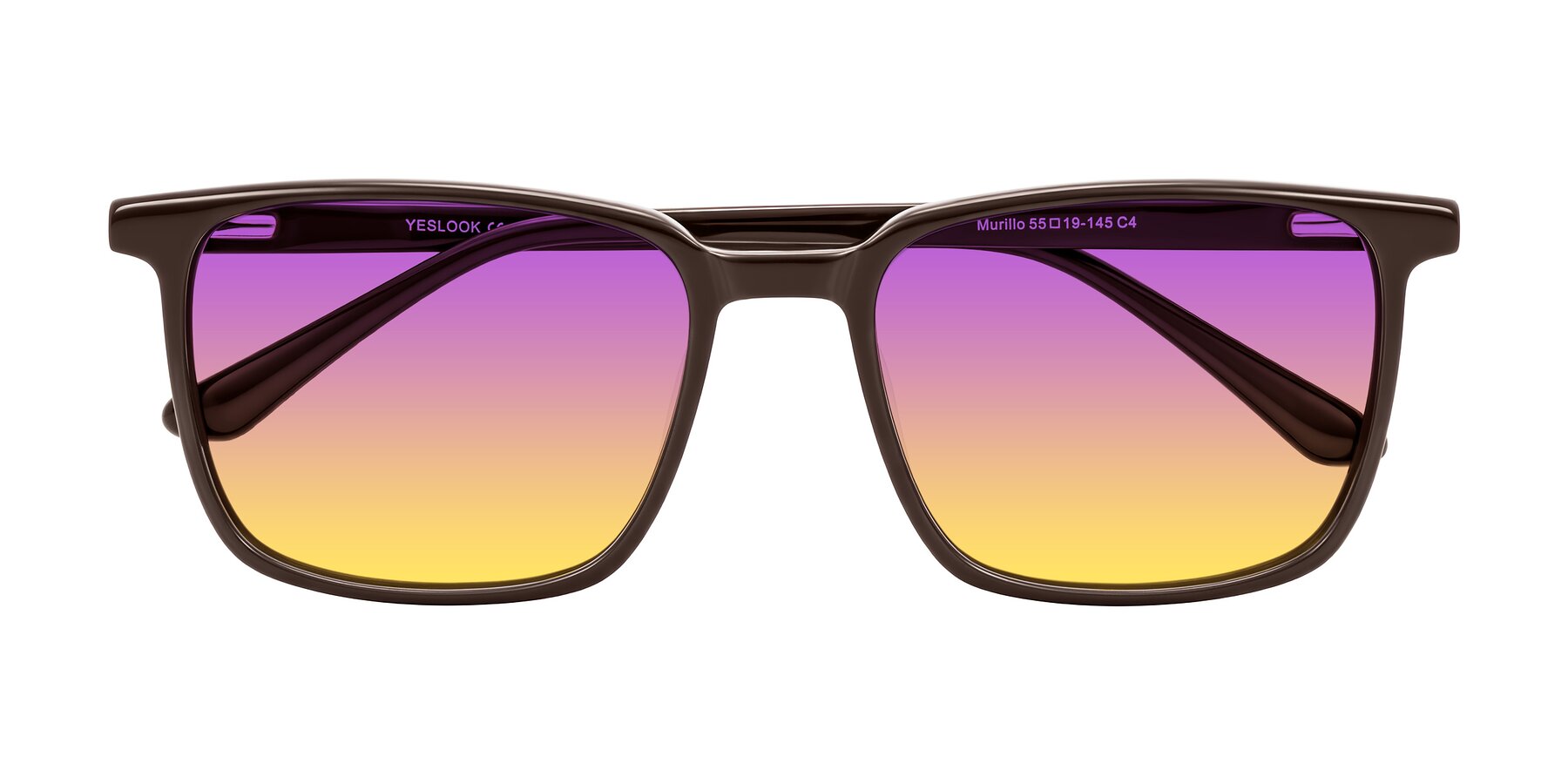 Folded Front of Murillo in Chocolate with Purple / Yellow Gradient Lenses