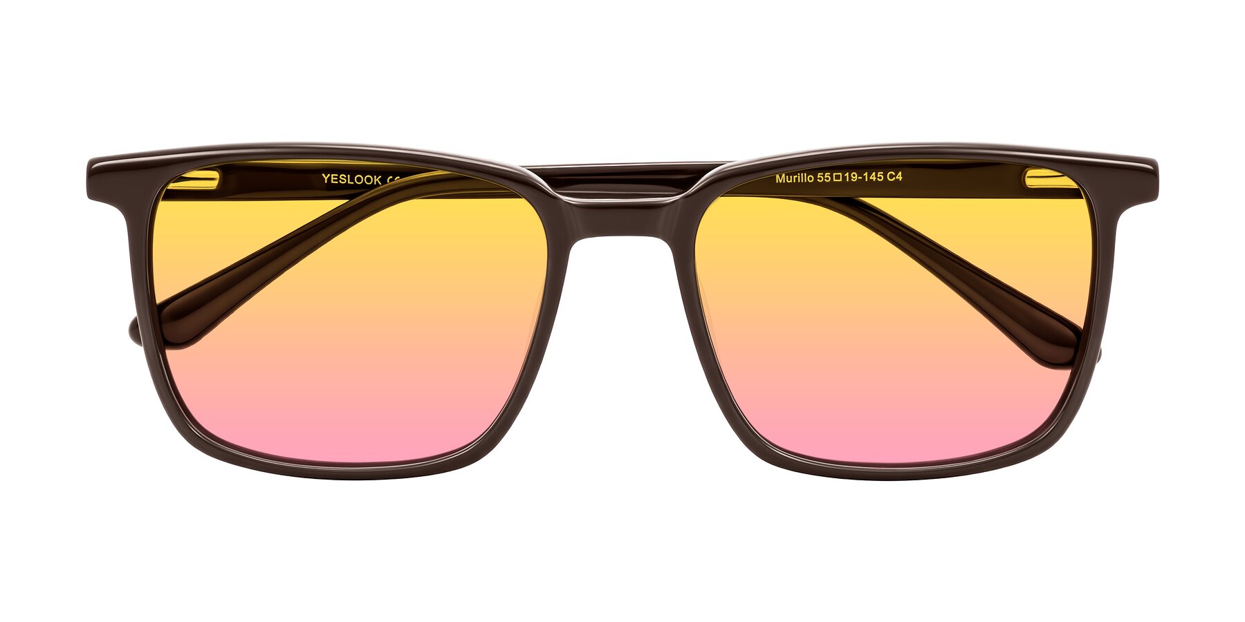 Folded Front of Murillo in Chocolate with Yellow / Pink Gradient Lenses
