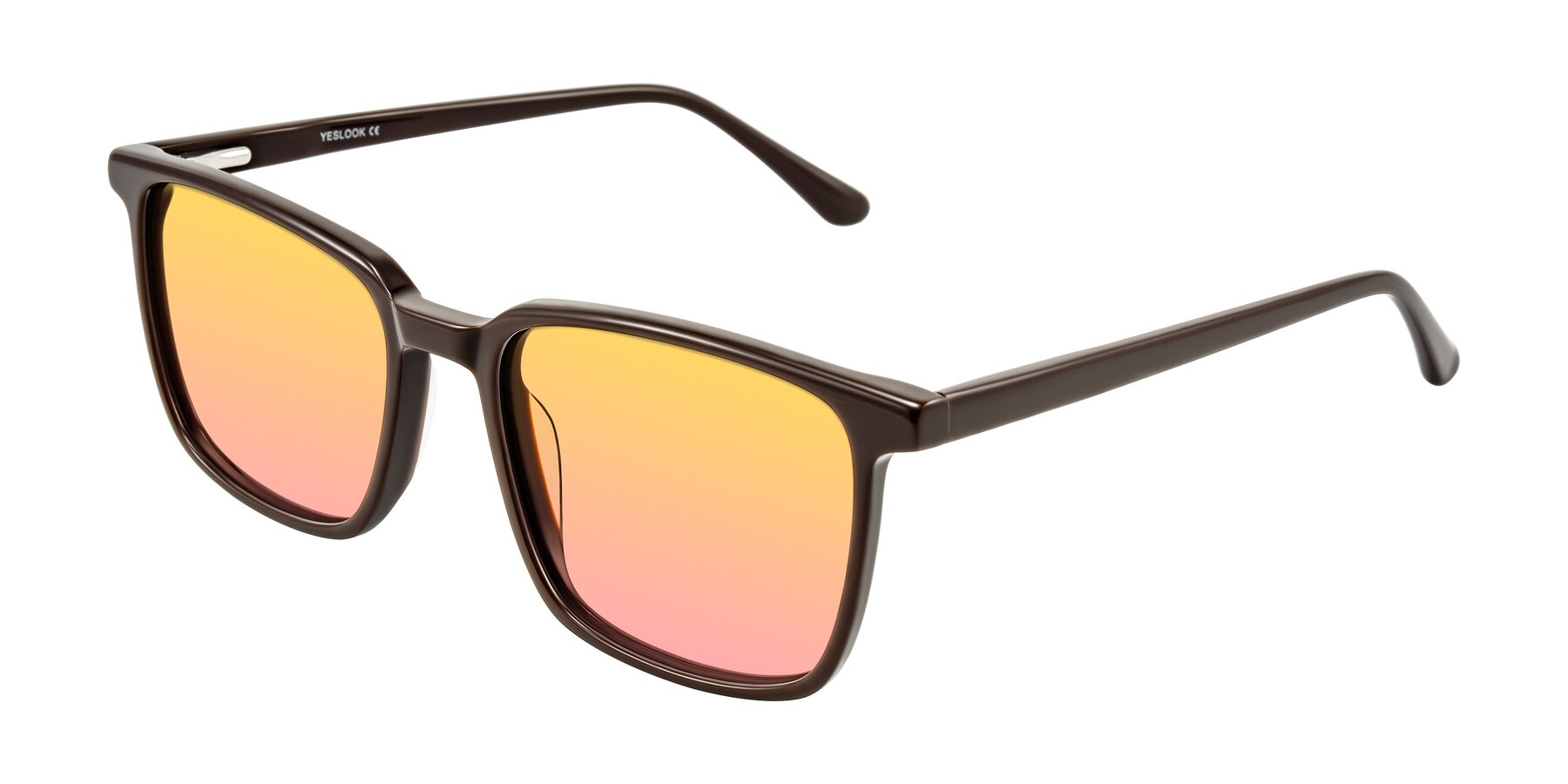 Angle of Murillo in Chocolate with Yellow / Pink Gradient Lenses