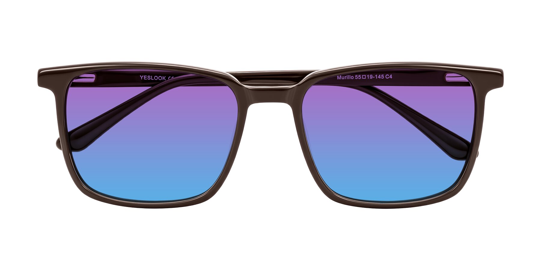 Folded Front of Murillo in Chocolate with Purple / Blue Gradient Lenses