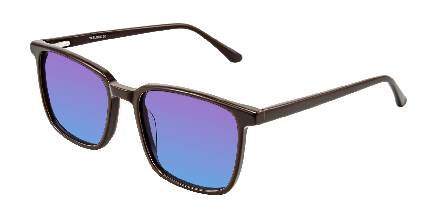 Angle of Murillo in Chocolate with Purple / Blue Gradient Lenses