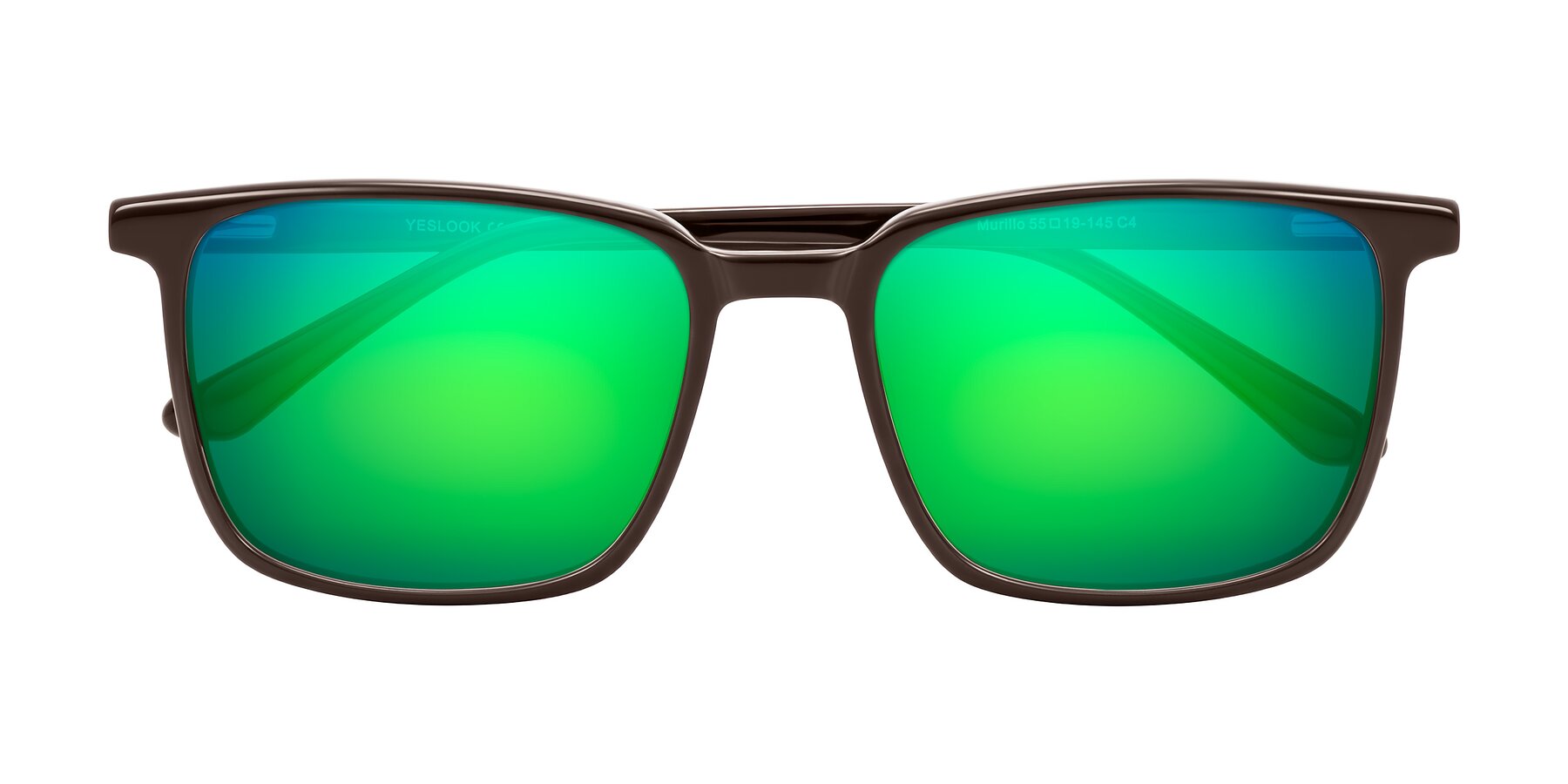 Folded Front of Murillo in Chocolate with Green Mirrored Lenses