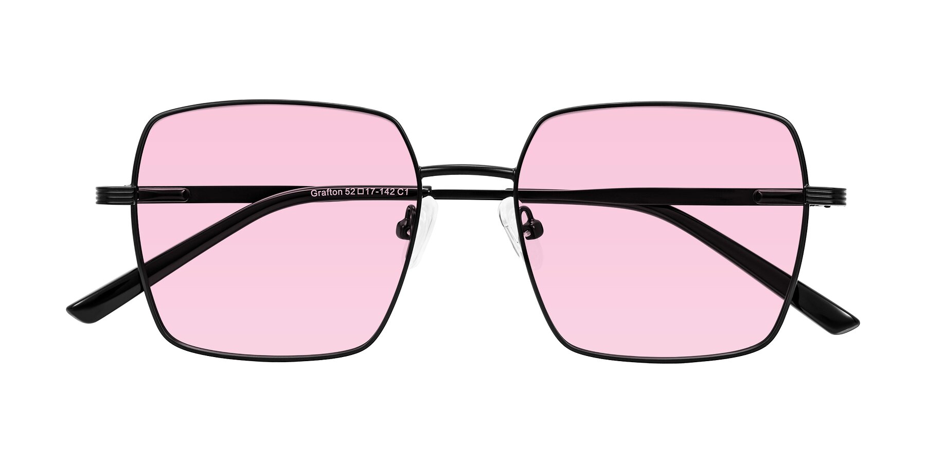 Folded Front of Grafton in Matte Black with Light Pink Tinted Lenses
