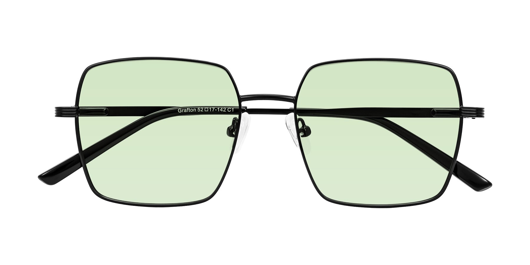 Folded Front of Grafton in Matte Black with Light Green Tinted Lenses