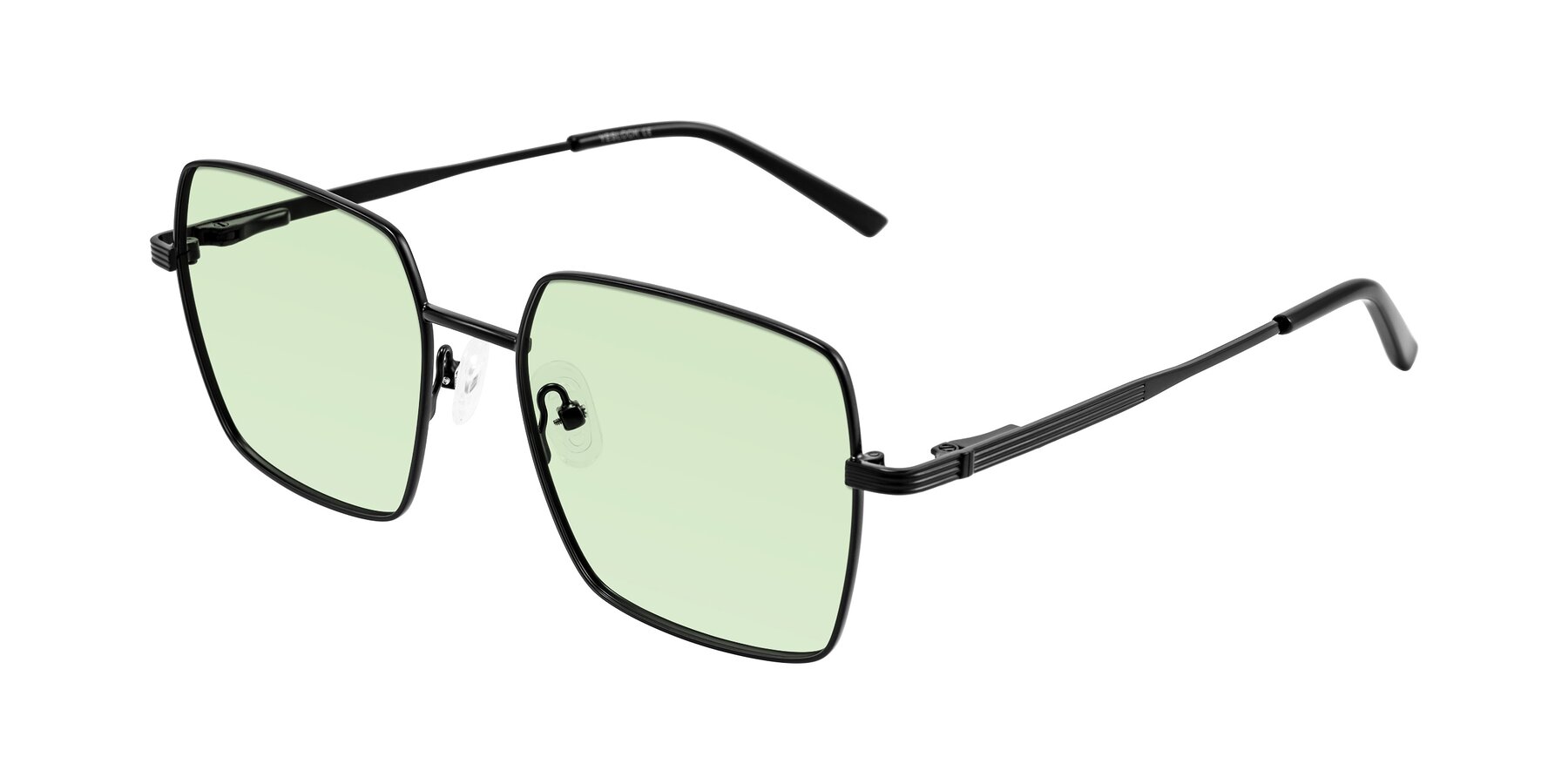 Angle of Grafton in Matte Black with Light Green Tinted Lenses