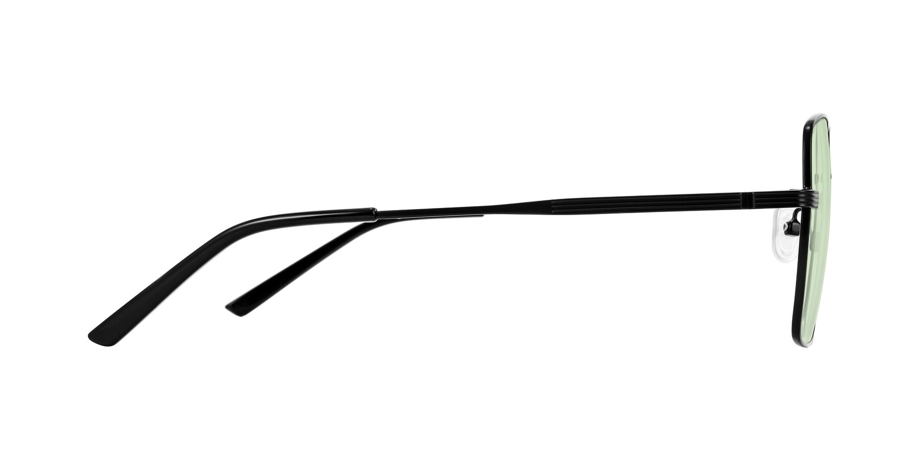 Side of Grafton in Matte Black with Light Green Tinted Lenses