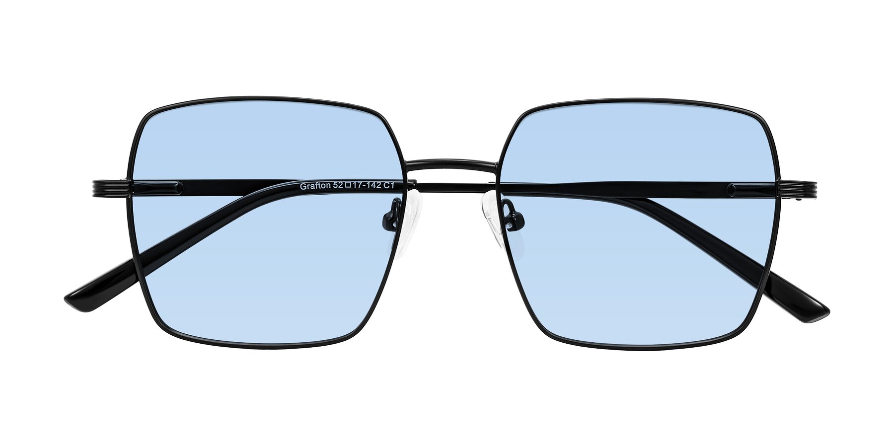 Folded Front of Grafton in Matte Black with Light Blue Tinted Lenses
