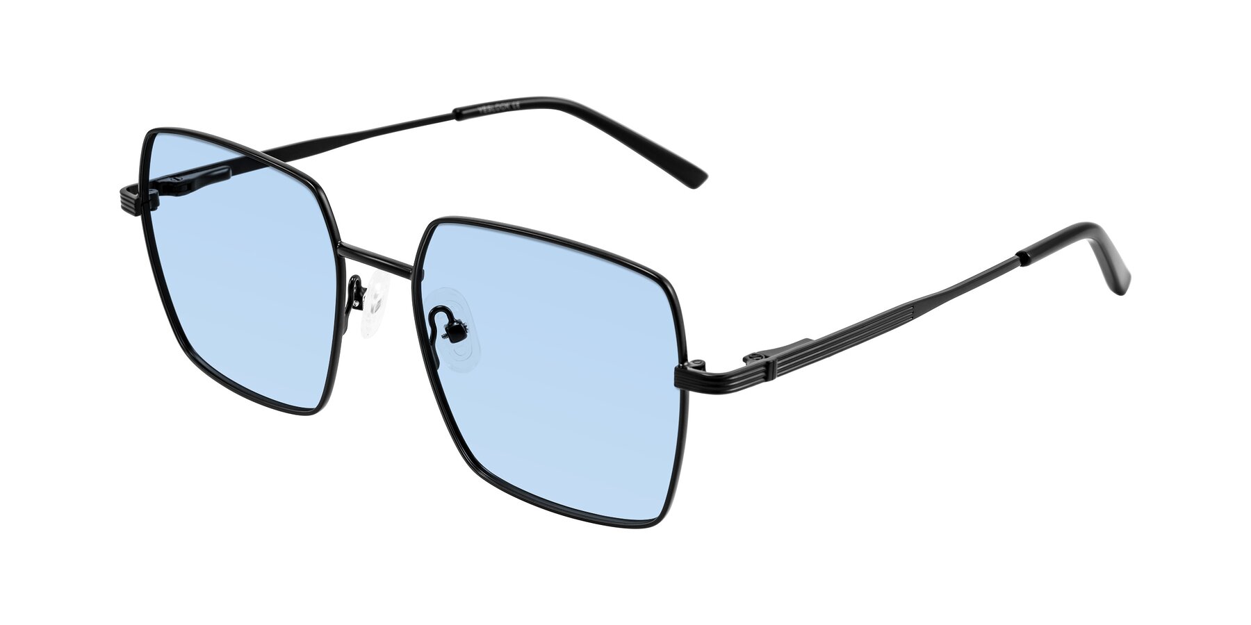 Angle of Grafton in Matte Black with Light Blue Tinted Lenses