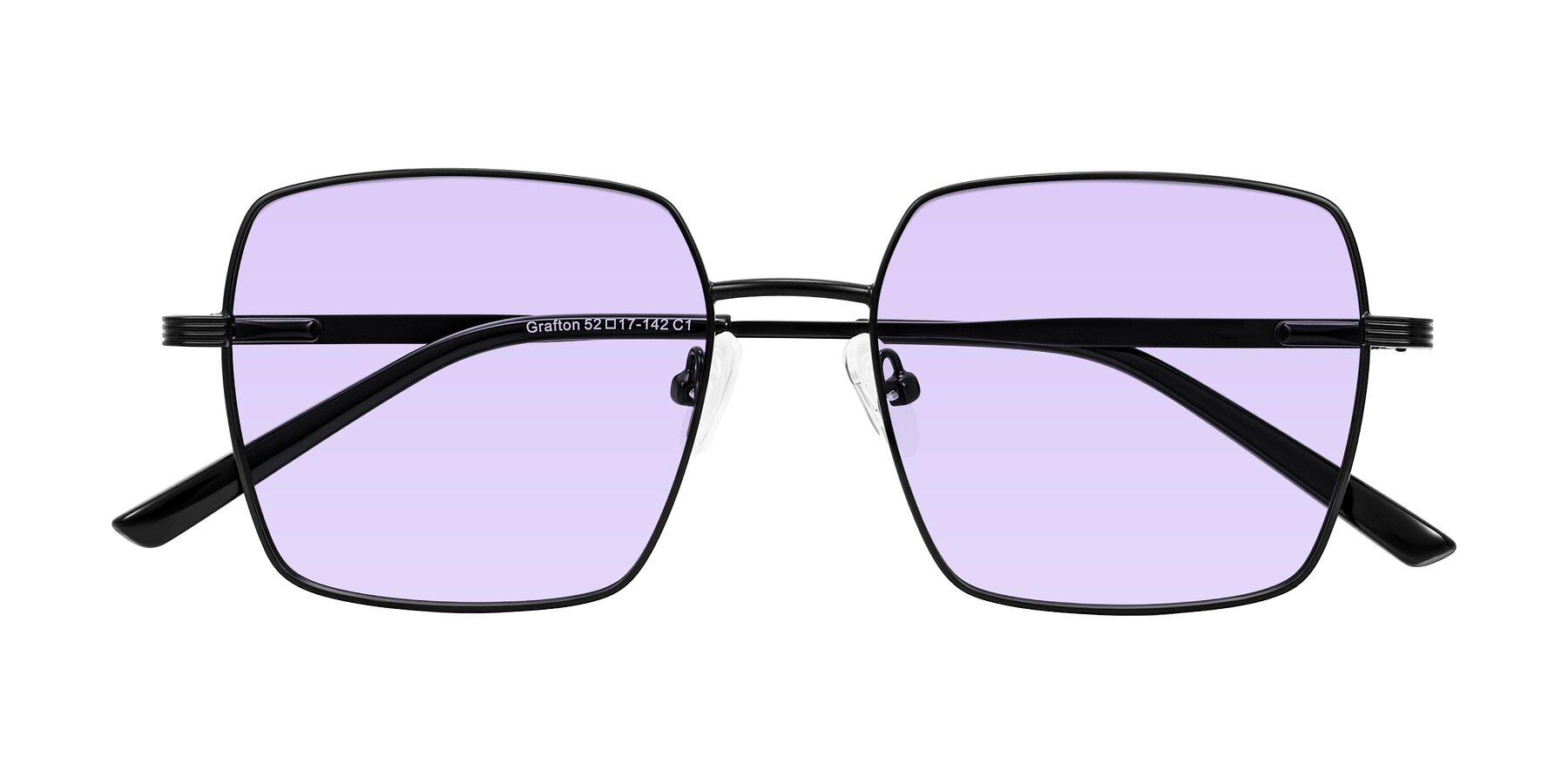 Folded Front of Grafton in Matte Black with Light Purple Tinted Lenses