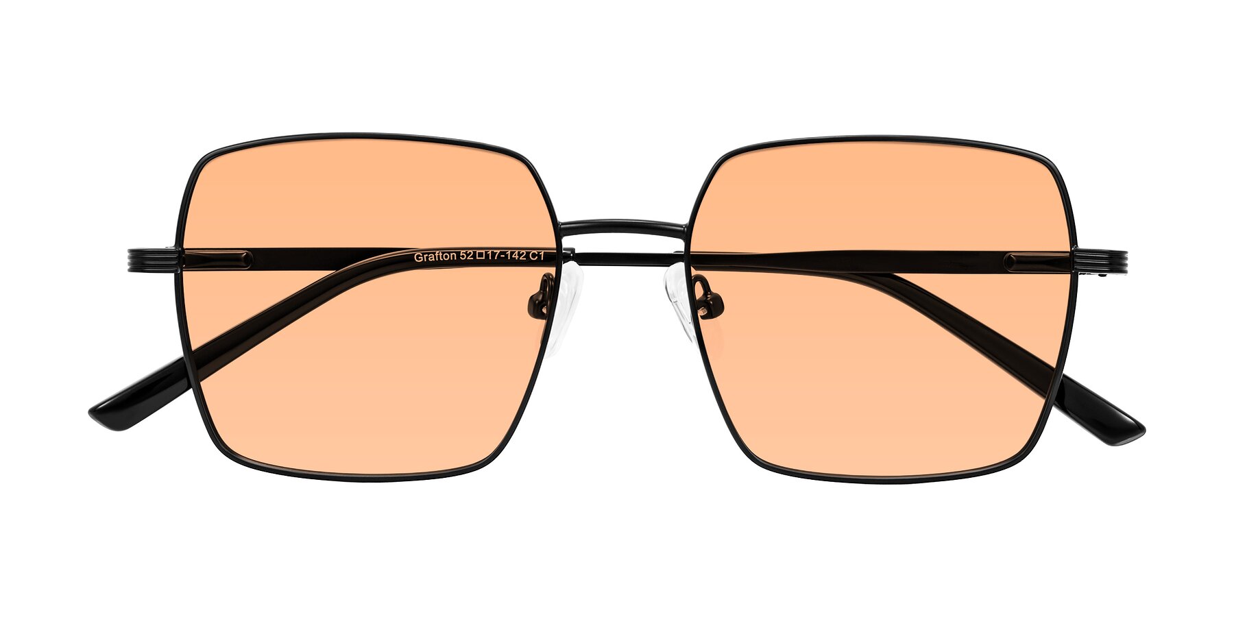 Folded Front of Grafton in Matte Black with Light Orange Tinted Lenses