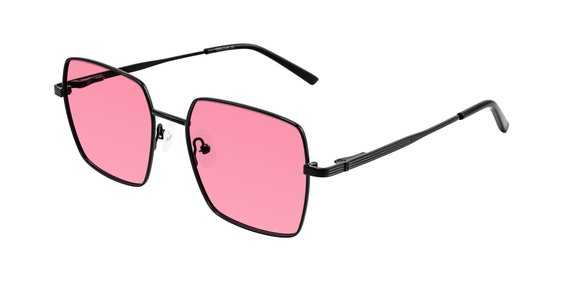 Angle of Grafton in Matte Black with Pink Tinted Lenses