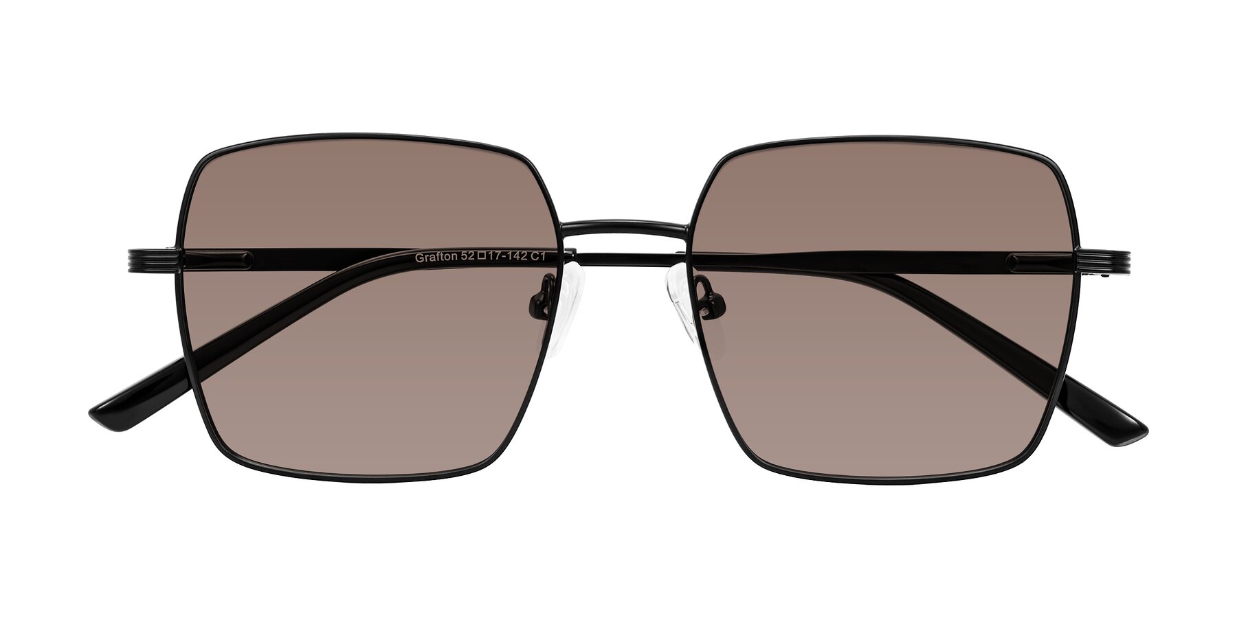 Folded Front of Grafton in Matte Black with Medium Brown Tinted Lenses