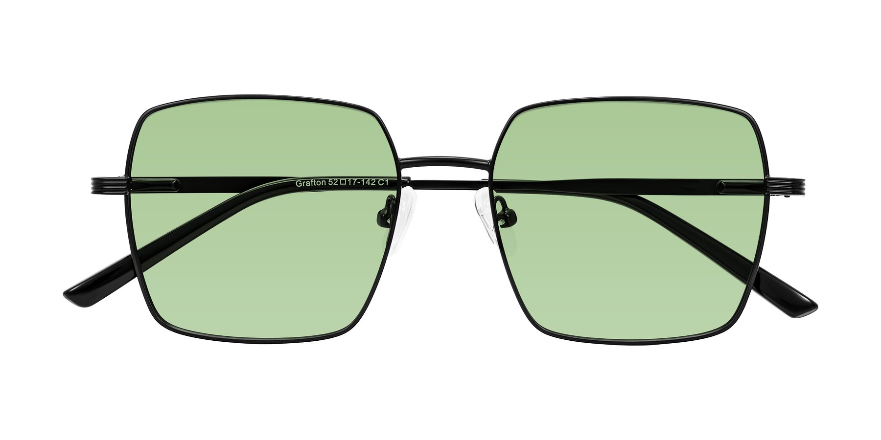 Folded Front of Grafton in Matte Black with Medium Green Tinted Lenses