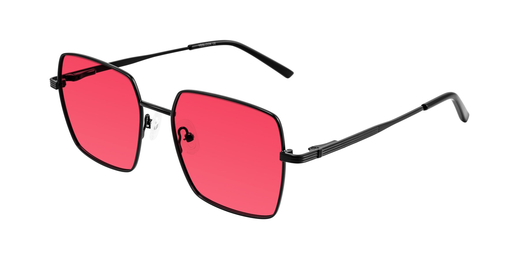 Angle of Grafton in Matte Black with Red Tinted Lenses