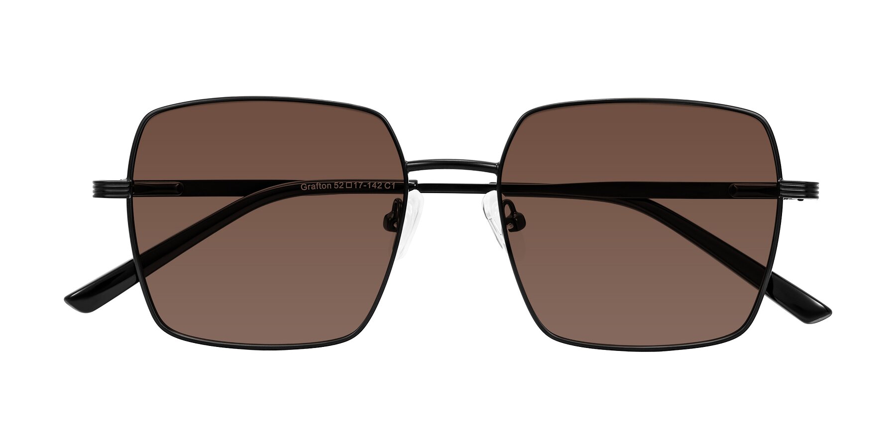 Folded Front of Grafton in Matte Black with Brown Tinted Lenses