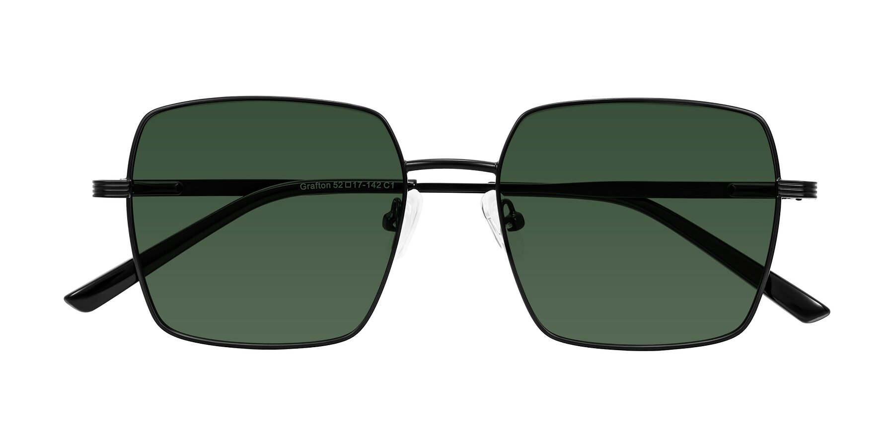 Folded Front of Grafton in Matte Black with Green Tinted Lenses