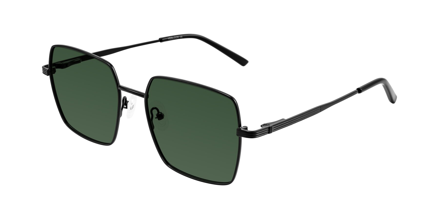 Angle of Grafton in Matte Black with Green Tinted Lenses