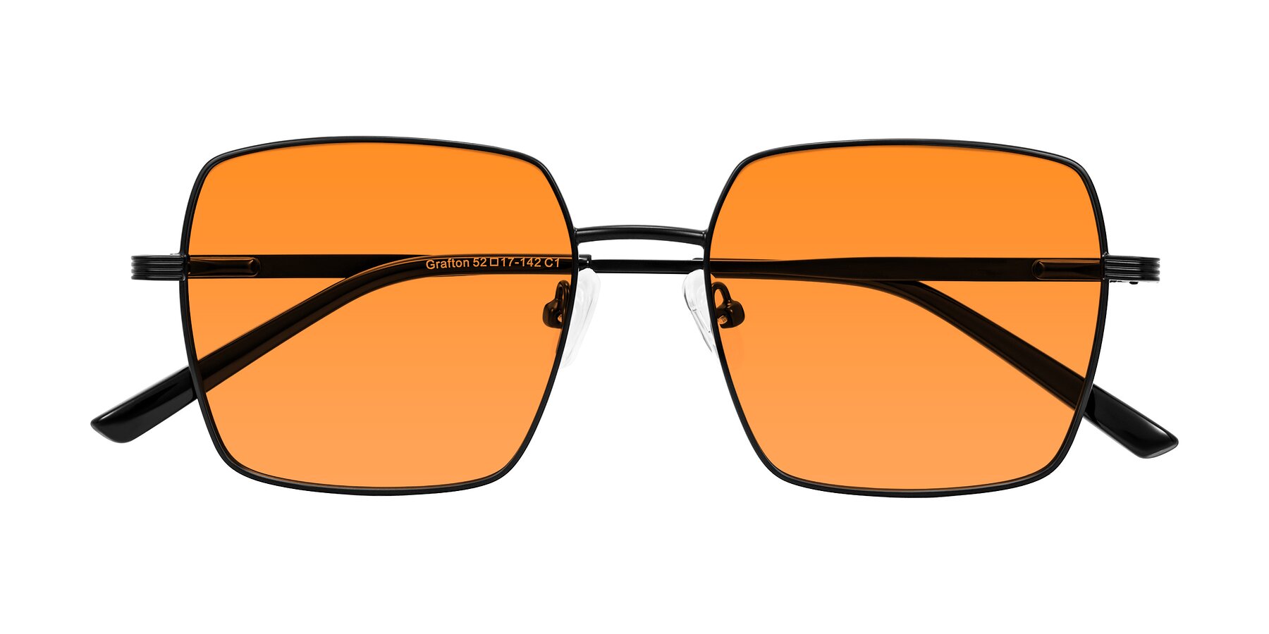 Folded Front of Grafton in Matte Black with Orange Tinted Lenses