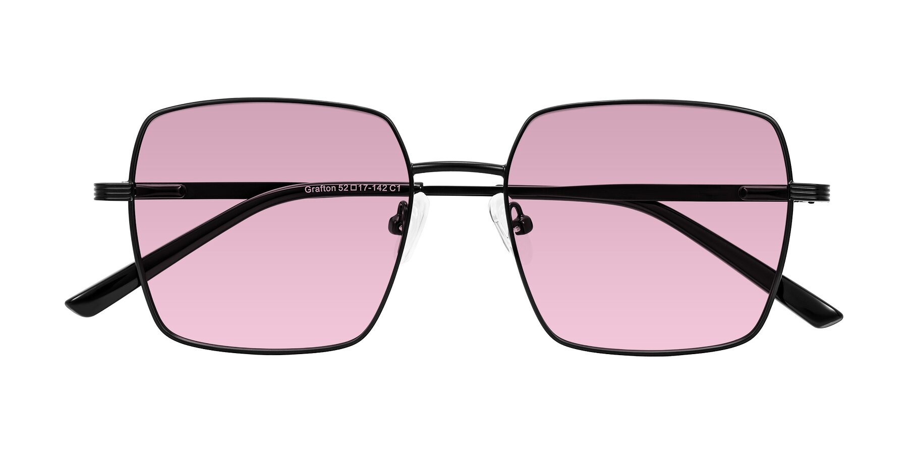 Folded Front of Grafton in Matte Black with Light Wine Tinted Lenses