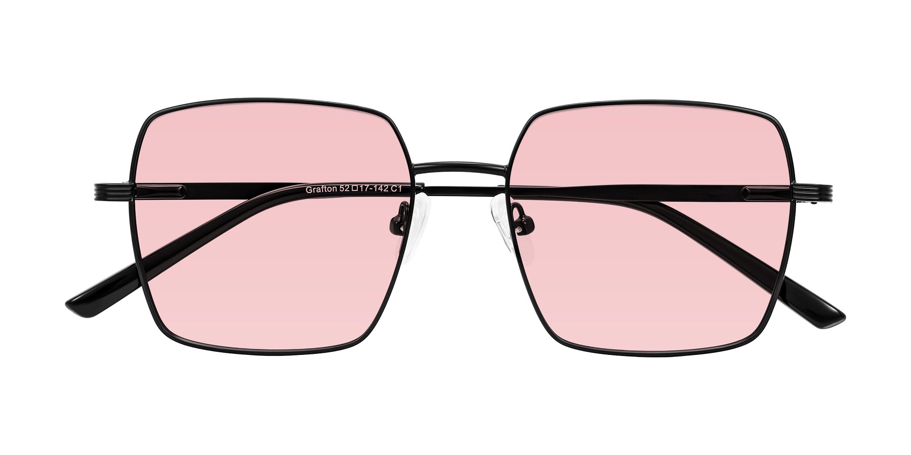Folded Front of Grafton in Matte Black with Light Garnet Tinted Lenses