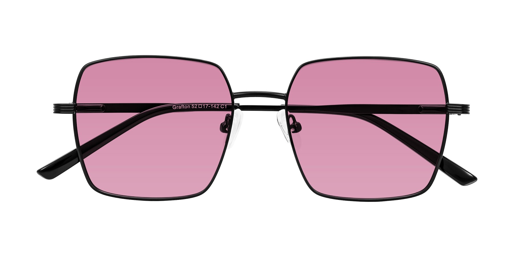 Folded Front of Grafton in Matte Black with Medium Wine Tinted Lenses