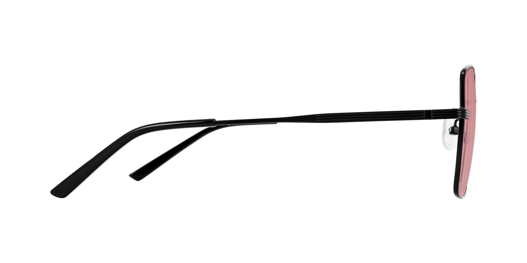 Side of Grafton in Matte Black with Medium Garnet Tinted Lenses