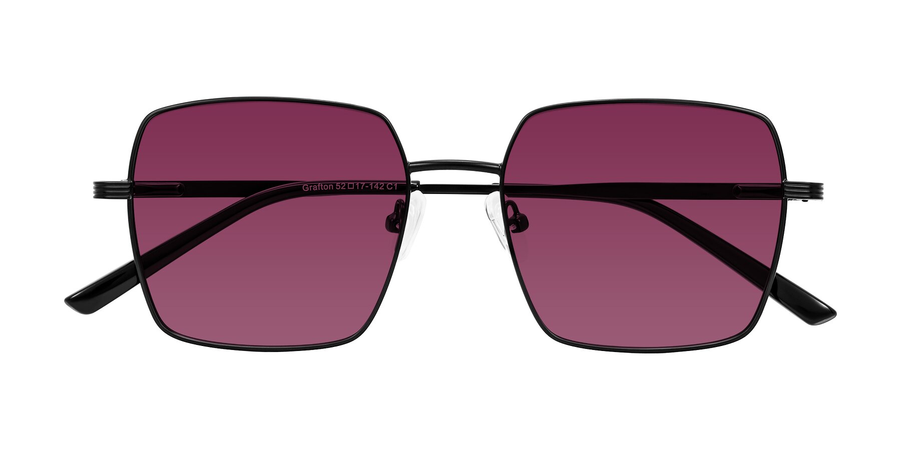 Folded Front of Grafton in Matte Black with Wine Tinted Lenses