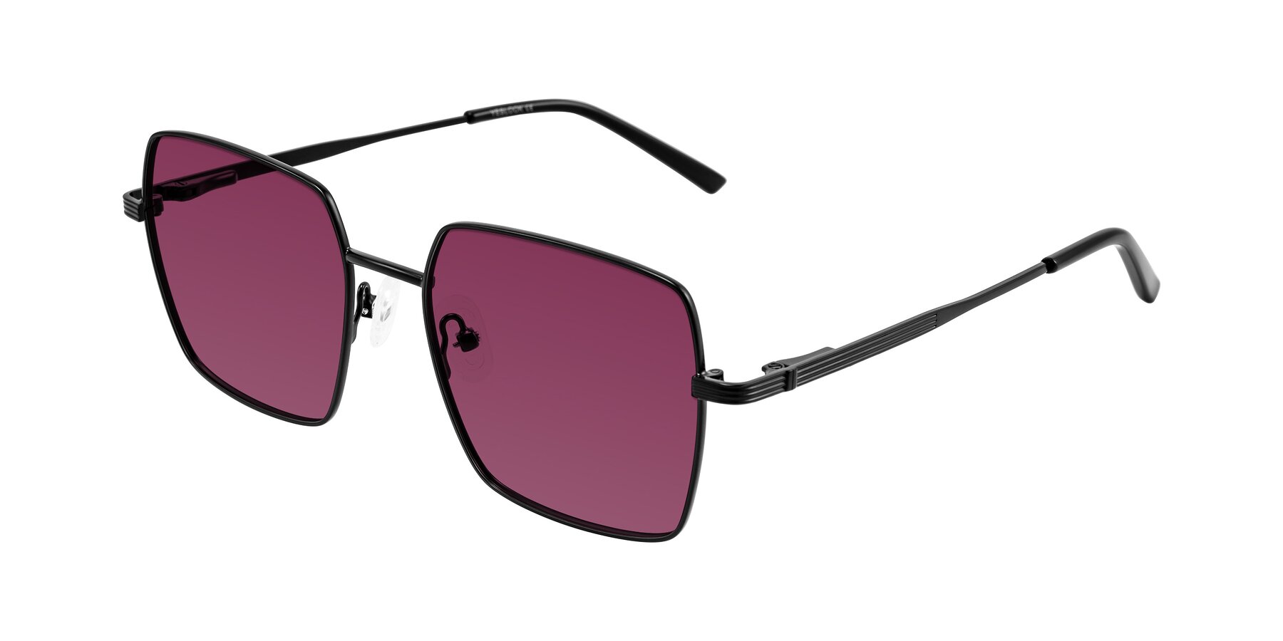 Angle of Grafton in Matte Black with Wine Tinted Lenses