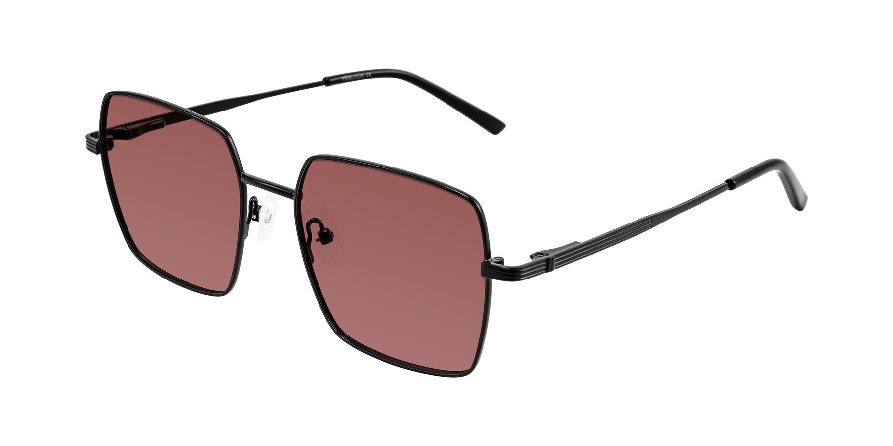 Angle of Grafton in Matte Black with Garnet Tinted Lenses
