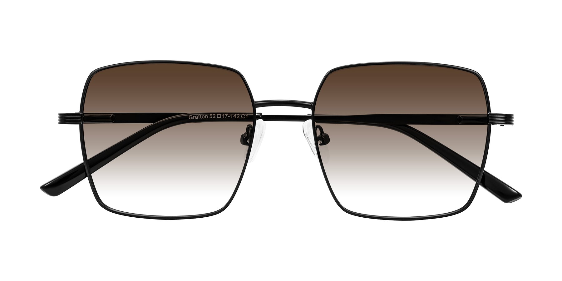 Folded Front of Grafton in Matte Black with Brown Gradient Lenses