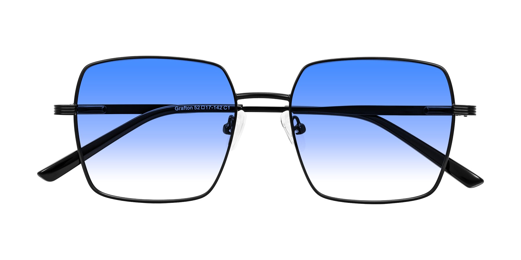 Folded Front of Grafton in Matte Black with Blue Gradient Lenses