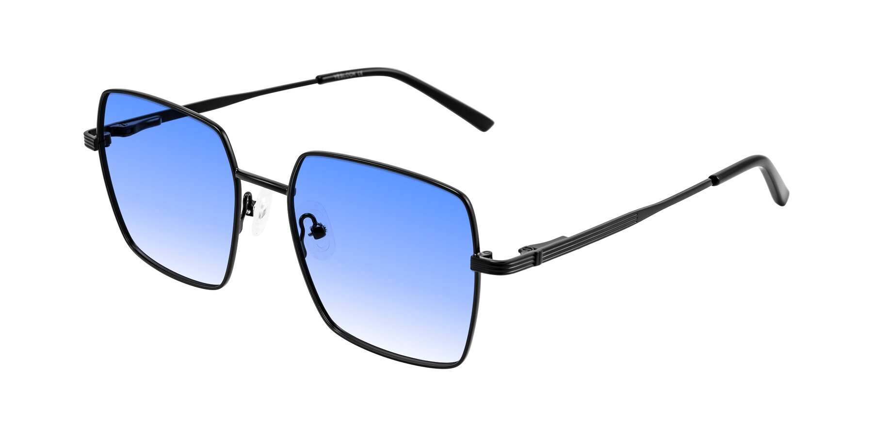Angle of Grafton in Matte Black with Blue Gradient Lenses