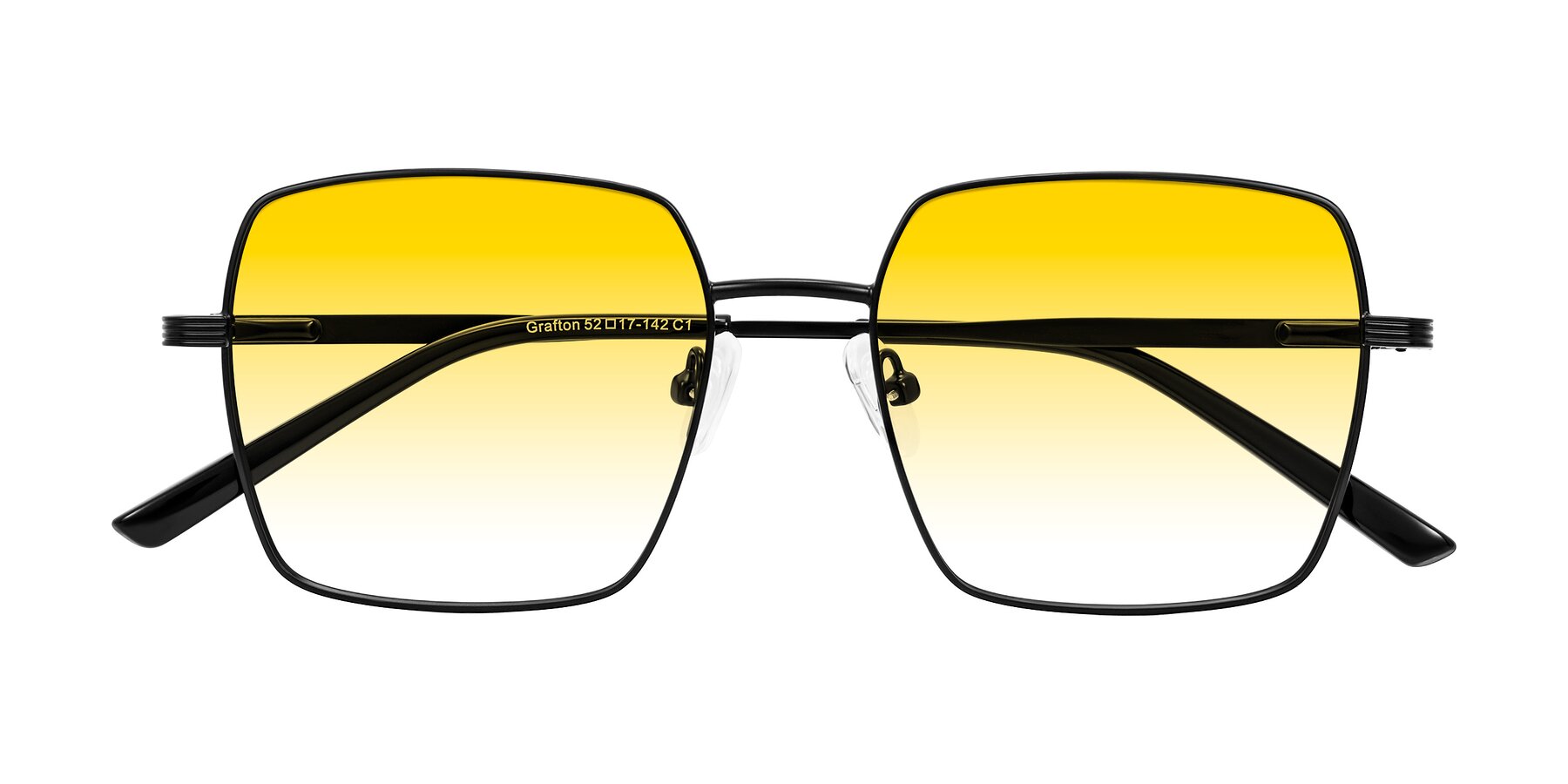 Folded Front of Grafton in Matte Black with Yellow Gradient Lenses